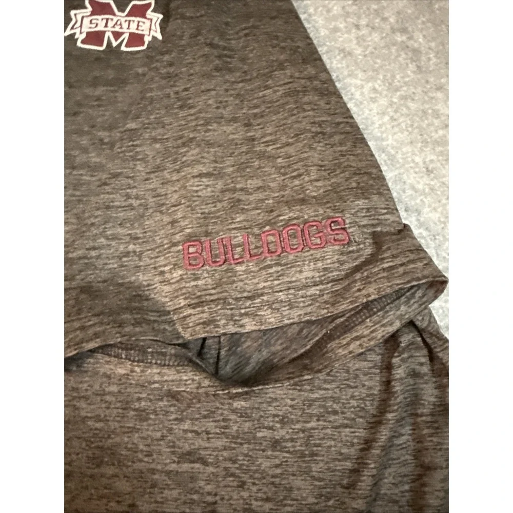 Mississippi State Bulldogs Polo Shirt Grey Mens Sz 2X Bulldog Logo